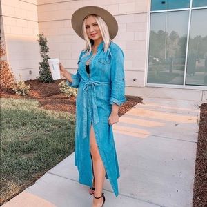 Denim midi tie dress